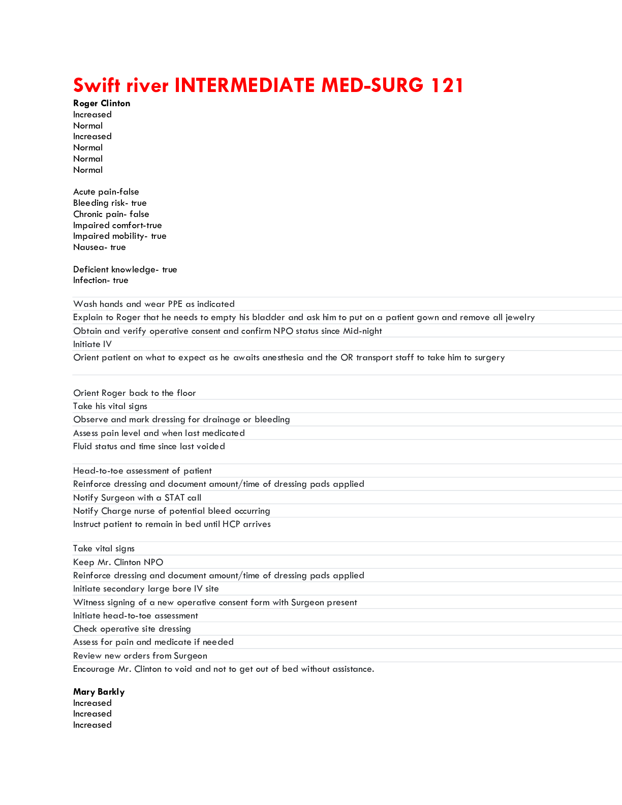 Preview image of Swift river ( Partient) INTERMEDIATE MED-SURG 121 document